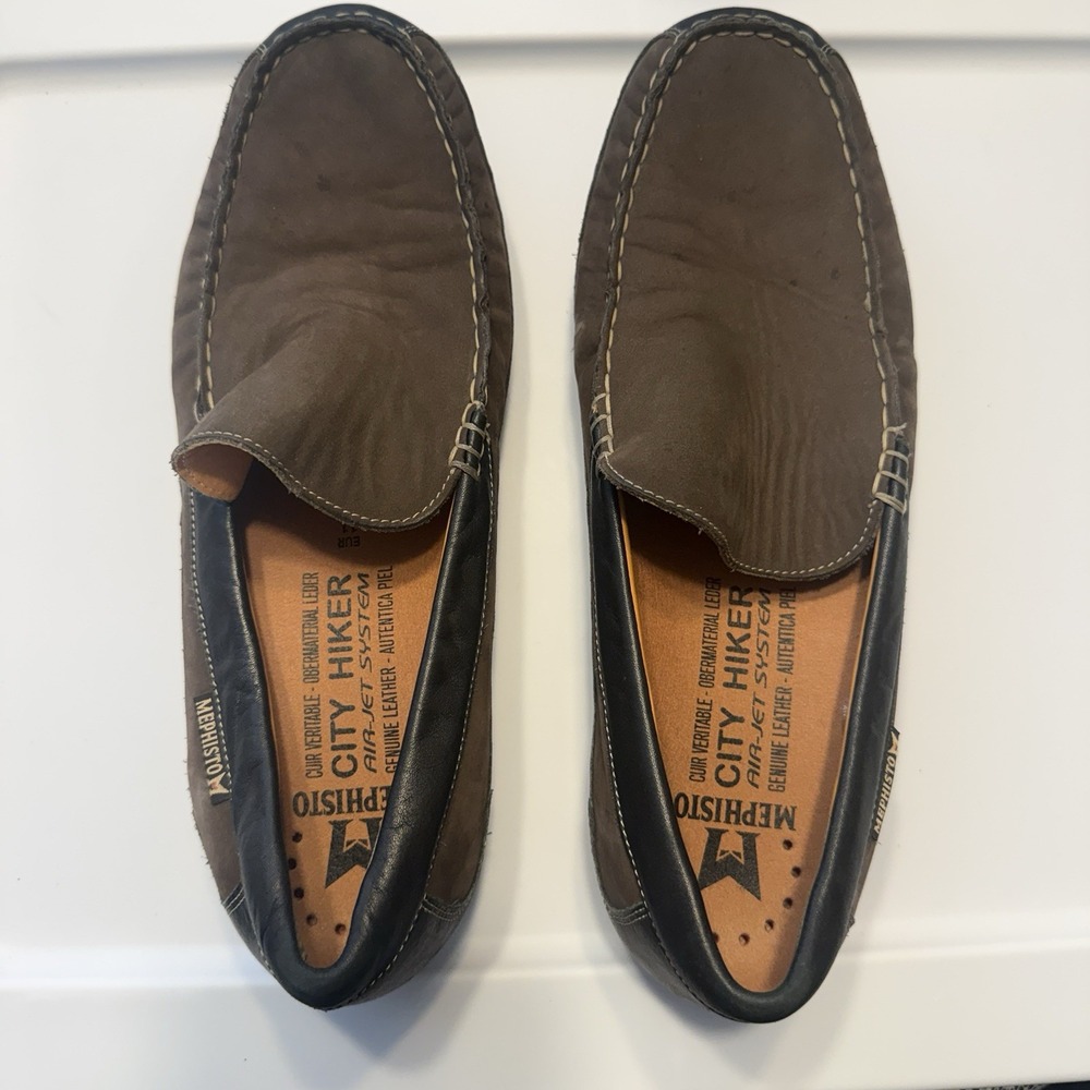 Mephisto Baduard Cool-Air Loafers Brown Nubuck Leather Slip On Men's Size 11.5